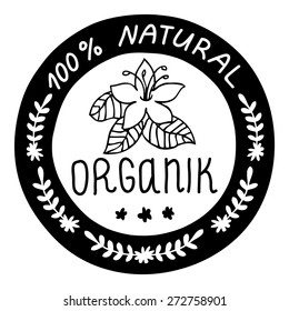 Ecology, organic icon. 100% natural organik.