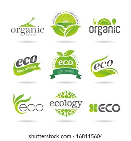 Ecology, organic icon set. Eco-icons