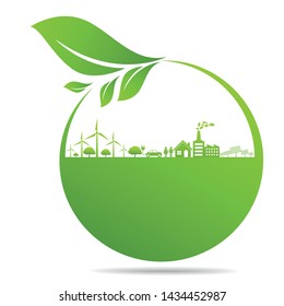 Ecology, organic with leaf vector