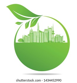 Ecology, organic with leaf vector