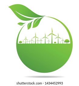 Ecology, organic with leaf vector