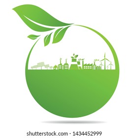 Ecology, organic with leaf vector