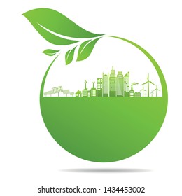 Ecology, organic with leaf vector