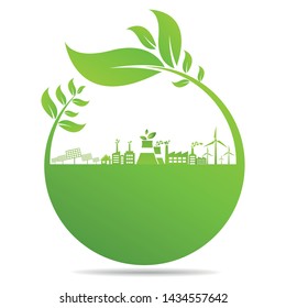 Ecology, organic with leaf vector