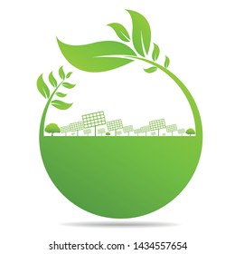 Ecology, organic with leaf vector