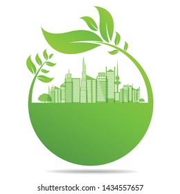 Ecology, organic with leaf vector