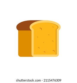 Ecology organic natural fresh cooked crispy traditional bread half slice icon vector flat illustration. Homemade pastry loaf appetizing crunchy isolated. Cutting wheat flour baking delicious food