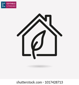 Ecology - outline black icon. Editable stroke. Vector illustration