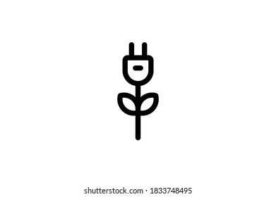 Ecology Outline Icon - Eco Power Plant