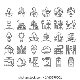 Ecology Outline Icon, Energy Conservation Concept.