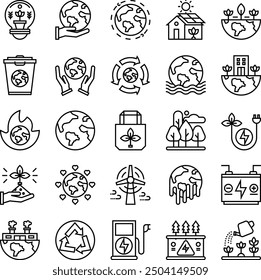 Ecology Outline Icon Set Vector