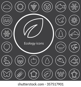 ecology outline, thin, flat, digital icon set for web and mobile