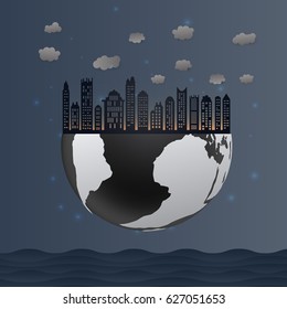 Ecology paper art concept eco friendly and save the earth. vector illustration.