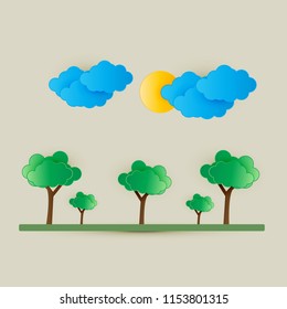 Ecology in paper art concept.Vector illustration.
