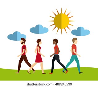 ecology people walk icon vector illustration design