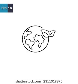 Icono de contorno del planeta ecológico Ilustración del vector