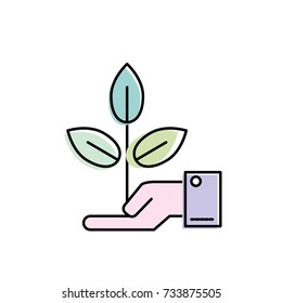 ecology plant with leaves in the palm hand