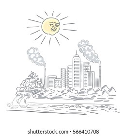 Ecology. Pollution city.