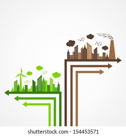 ecology and pollution concept with arrow tree-vector illustration