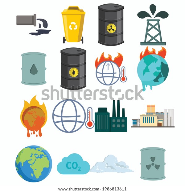 Ecology, pollution, oil. factory, global warming,\
co2, poison, waste, garbage vector clip art set. Ecology,\
pollution, oil. factory, global warming, co2, poison, waste,\
garbage vector clip art\
set.