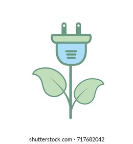 ecology power cable with natural leaves