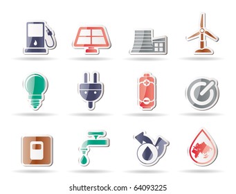 Ecology, power and energy icons - vector icon set