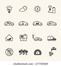 Ecology and Power saving icons set. Vector flat design.