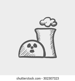 Ecology with propeller sketch icon for web and mobile. Hand drawn vector dark grey icon on light grey background.