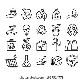 Ecology protect flat icon. Pictogram for web. Line stroke. Isolated on white background. Vector eps10. Save the planet by green energy concept