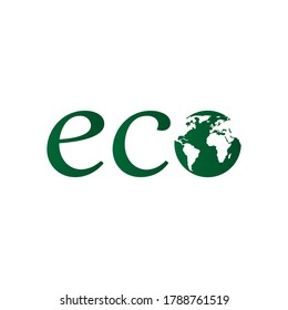 ecology protection icon with planet .Eco Icon Green Vector Illustration. Eco Logo. EPS 10