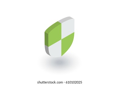 ecology protection shield, green isometric flat icon. 3d vector colorful illustration. Pictogram isolated on white background