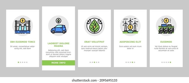 Tecnología de protección ecológica en el vector de pantalla de aplicaciones móviles en el tablero de imágenes. Embalaje De Caja Ecológica Y Coche Electrónico Limpio Ecológico, Transmisor De Reciclaje Plástico Y Procesamiento De Biotecnología. Ilustraciones