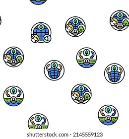Ecology Protective Technology Vector Seamless Pattern Thin Line Illustration