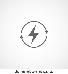 Ecology Recycle Electric Power Flat Icon On White Background