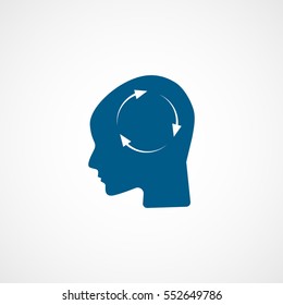 Ecology Recycle In Head Blue Flat Icon On White Background