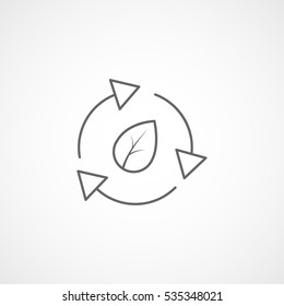 Ecology Recycle Leaf Line Icon On White Background