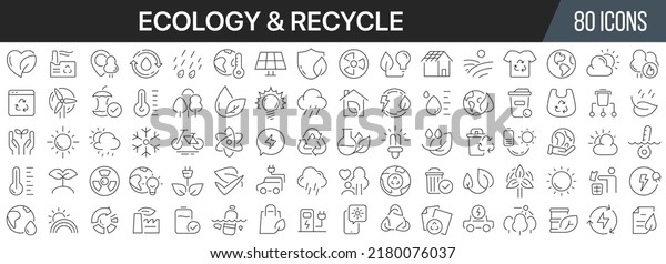 Ecology and recycle line icons collection. Big UI\
icon set in a flat design. Thin outline icons pack. Vector\
illustration EPS10