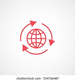 Ecology Recycle Planet Red Flat Icon On White Background