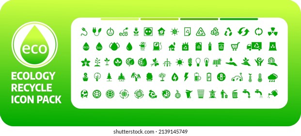 Ecology Recycle And Renewable Energy Green Icons Set