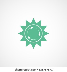 Ecology Recycle Sun Energy Green Flat Icon On White Background