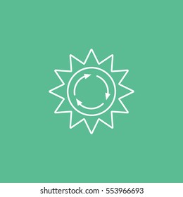 Ecology Recycle Sun Energy Line Icon On Green Background