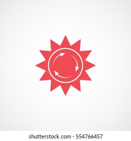 Ecology Recycle Sun Energy Red Flat Icon On White Background