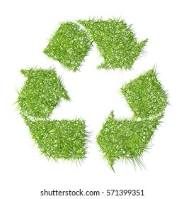 Ecology Recycle Symbol grass letter on a white background