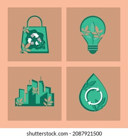 ecology and recycle symbols on cork