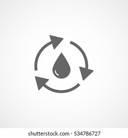 Ecology Recycle With Water Drop Flat Icon On White Background