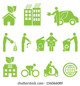 Ecology, recycling and environment icon set