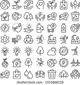 Ecology and recycling icon set. Outline style.