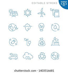 Ecology and recycling related icons. Editable stroke. Thin vector icon set, black and white kit