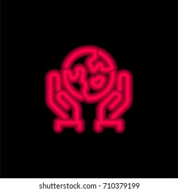 Ecology red glowing neon ui ux icon. Glowing sign logo vector