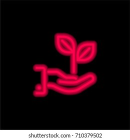 Ecology red glowing neon ui ux icon. Glowing sign logo vector